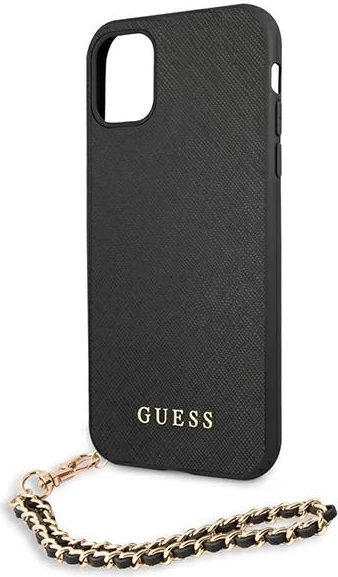 Ovitek Saffiano z verigo Guess za iPhone 11/XR 6,1", črn