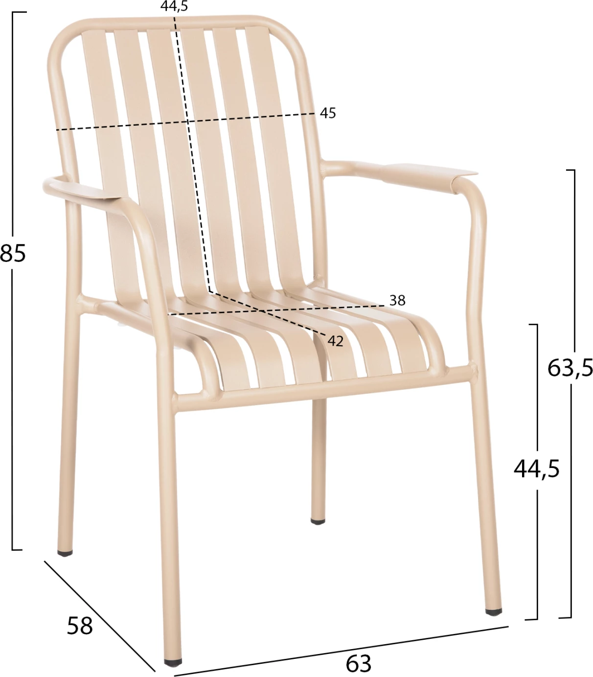 Aluminijasti naslanjač RACHEL FH6088.04 barve šampanjca 63x58x85H cm