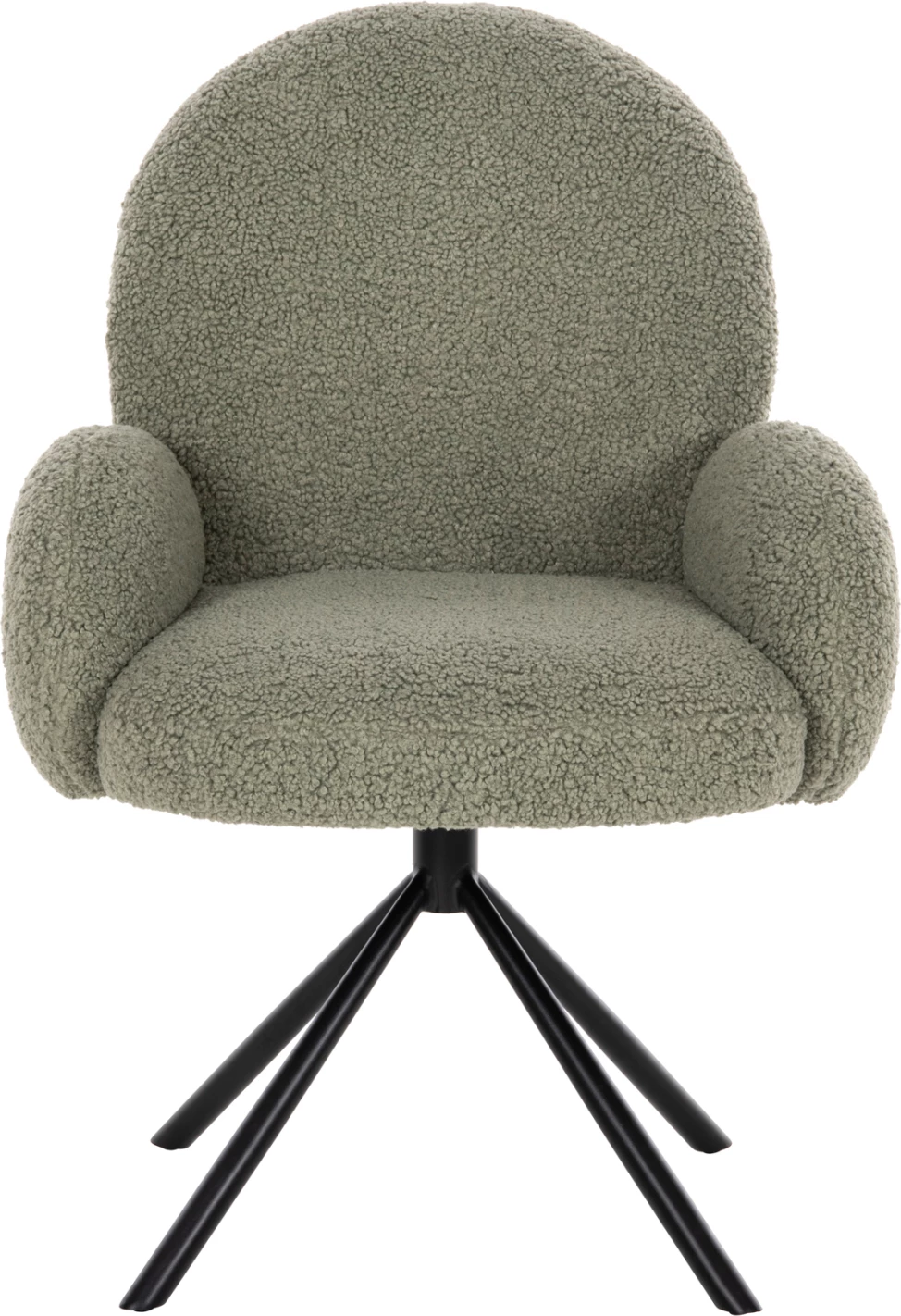 Vrtljiv naslanjač WINON FH9778.08 v olivno zeleni barvi iz boucle tkanine - črna kovinska osnova 65x67x92H cm