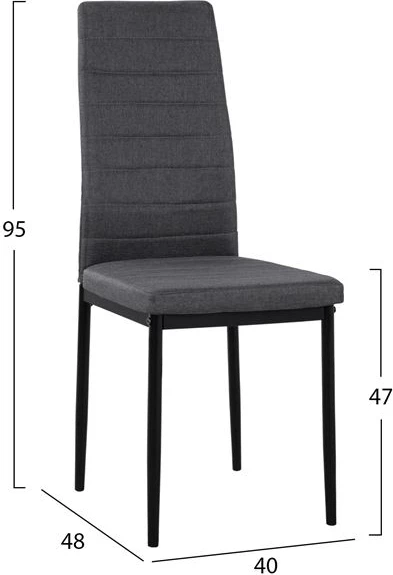 Set 5 kosov miza Sonama & kovinski stoli Lady Grey tkanina črna FH11027.10 120x70x76.5 cm