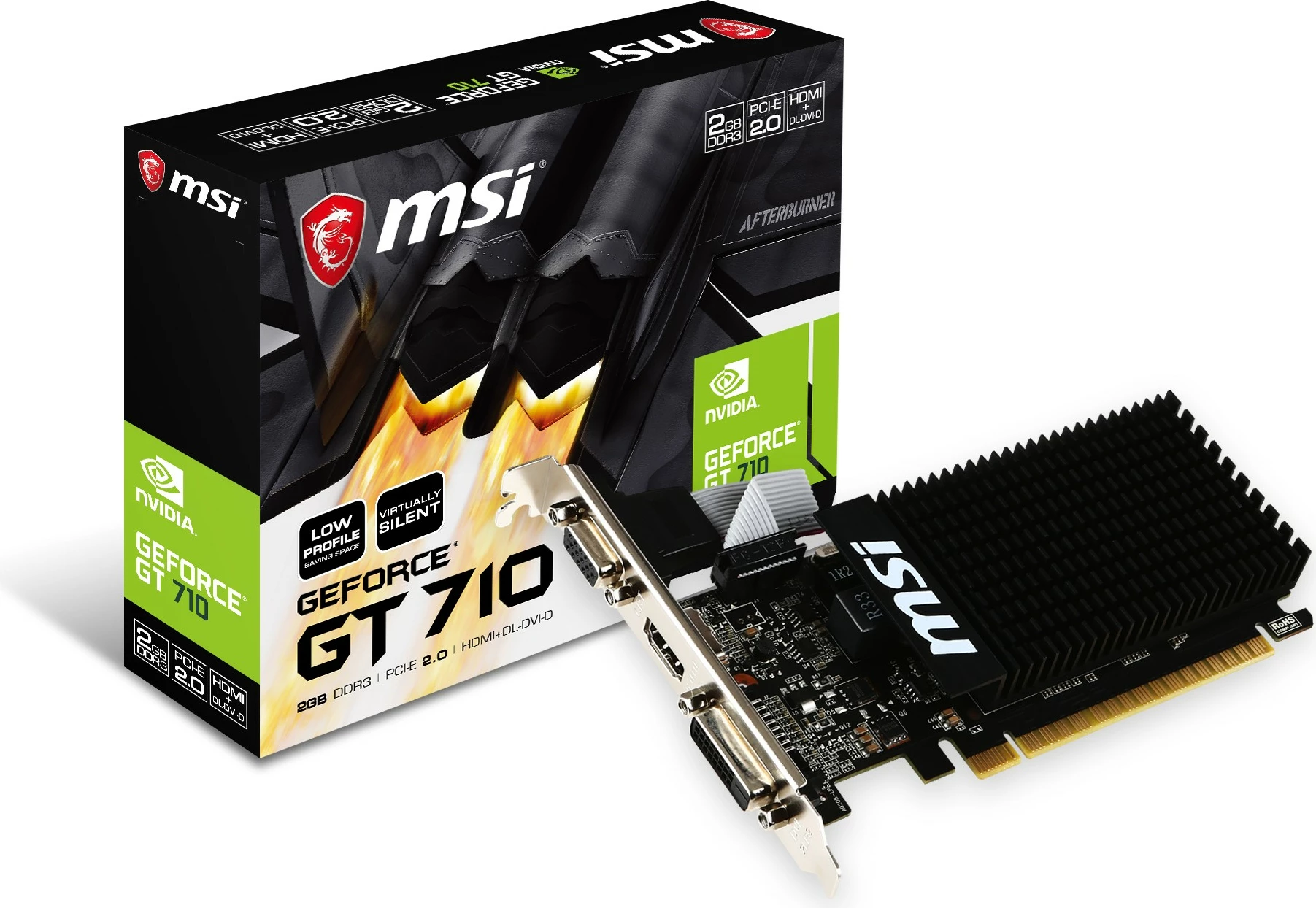 Grafična kartica MSI GT 710 2GD3H LP, GeForce GT 710, 2 GB, GDDR3, 64 bit, črna