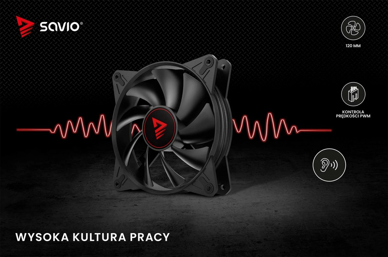 Ventilator za ohišje Savio BLADE X1, 120 mm, 4-pin PWM, črn