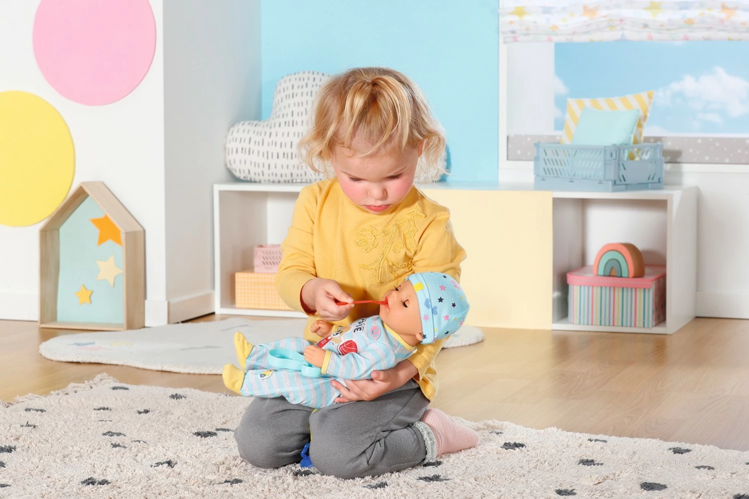 Punčka Baby Born fantek 36 cm z dodatki, Zapf, modra