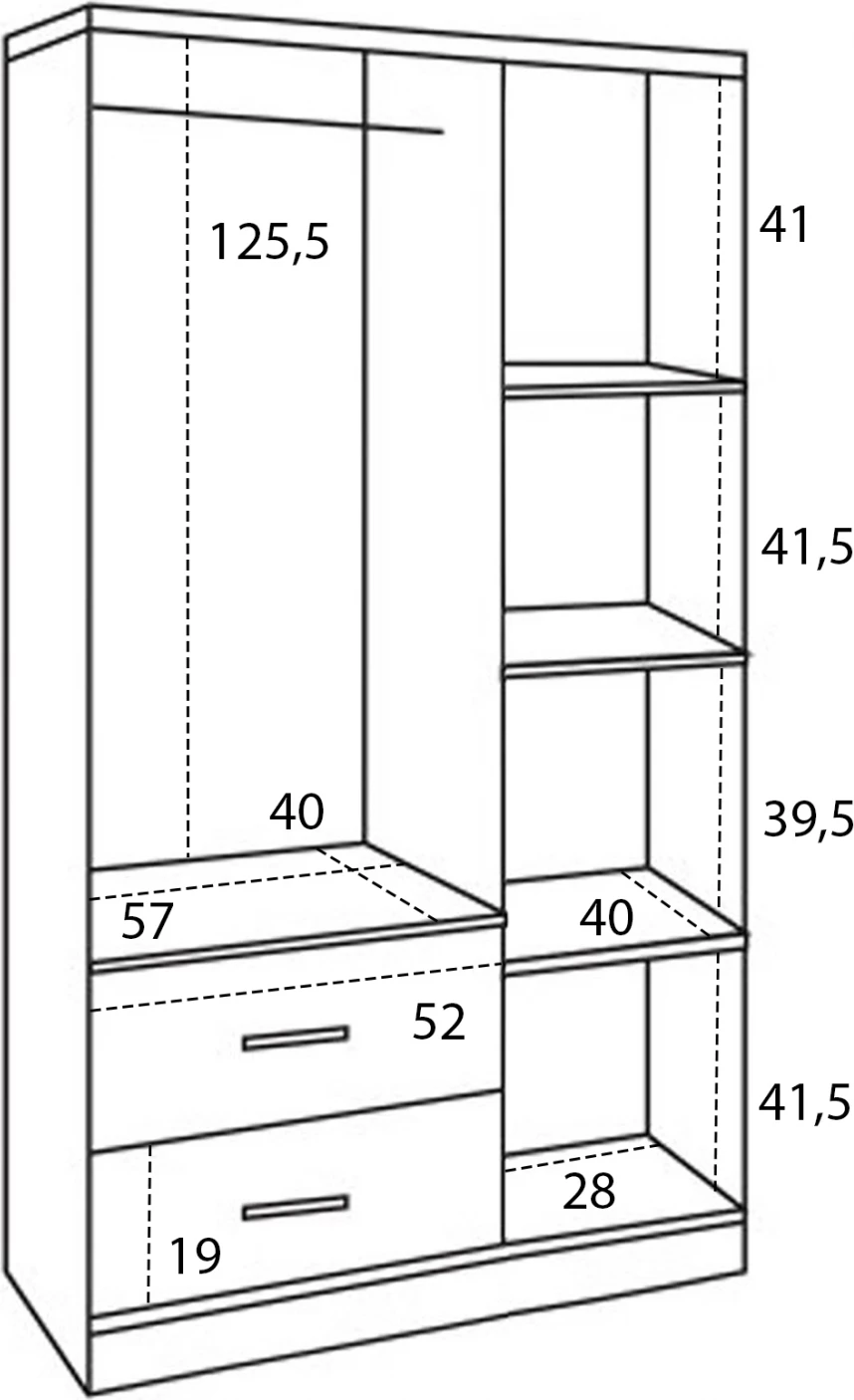 Garderobna omara s 3 vrati in 2 predali FH340.01 Zebrano 89x42,5x181