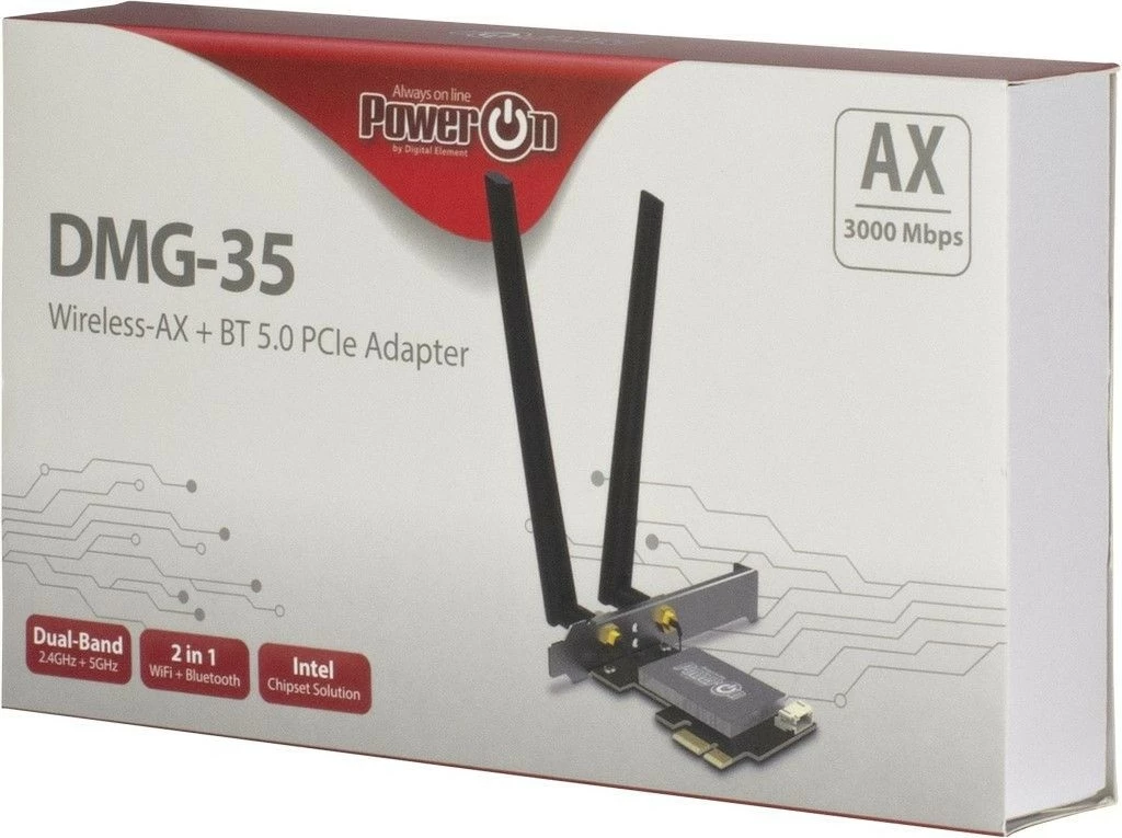 Adapter WLAN in Bluetooth, Inter-Tech DMG-35, PCI Express, 3000 Mbit/s, črn, srebrn