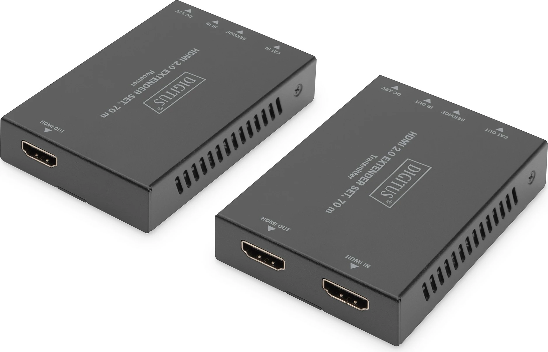 HDMI podaljševalnik Digitus 4K 70 m, AV oddajnik in sprejemnik, črn