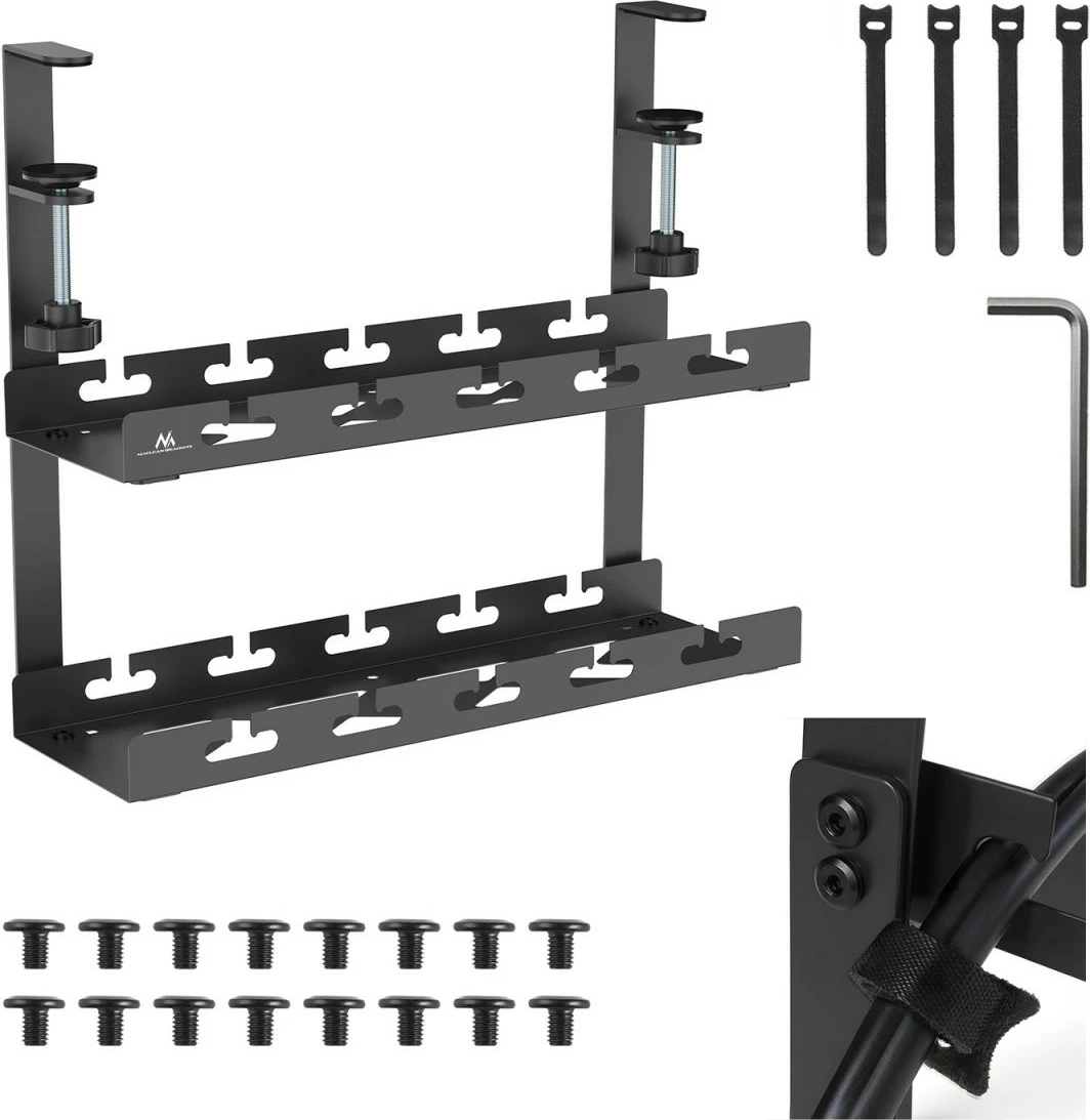 Organizator kablov pod mizo Maclean MC-104B, 40 cm, dvonivojski, črn