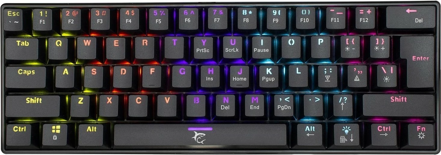 Mekanača tipkovnica 60% White Shark Black Shark Shinobi, Outemu Brown, RGB, črna