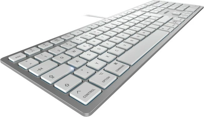 Tanka tipkovnica za Mac Cherry KC 6000C, žična, USB, škarjasta stikala, QWERTZ, srebrna