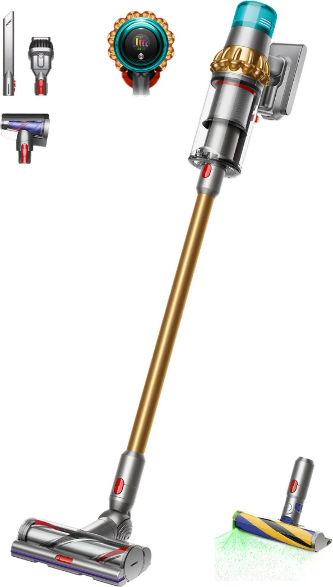 Baterijski sesalnik Dyson V15 Detect Absolute, 2-v-1, brez vrečke, 60 min, HEPA, zlat