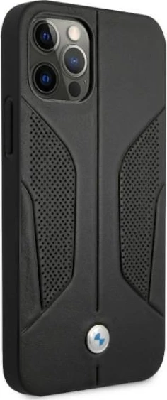 Ovitek iz pravega usnja za iPhone 12 Pro Max, črn, BMW BMHCP12LRSCSK