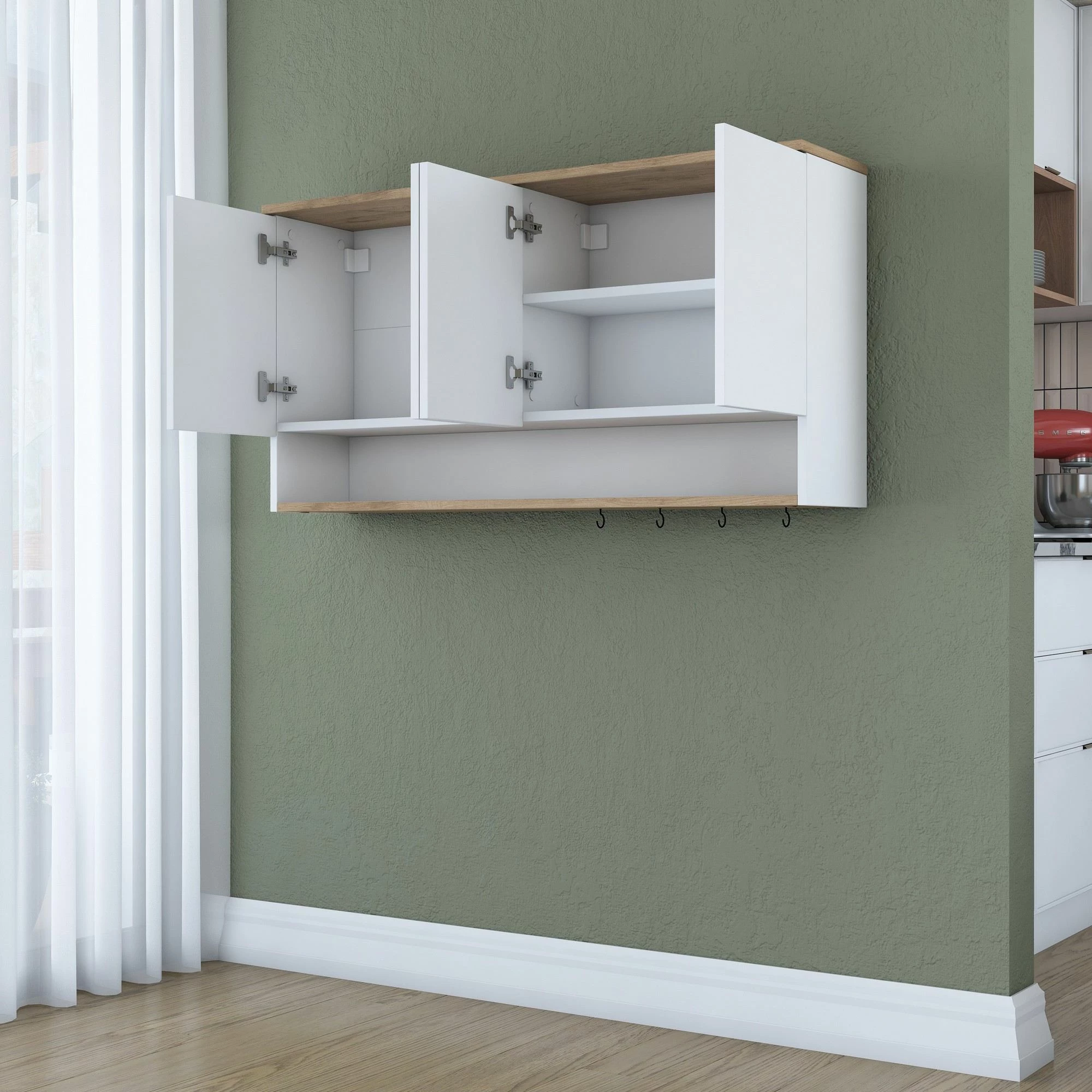 Stenska omarica Skye Decor JE198 - 3811, rjava in bela