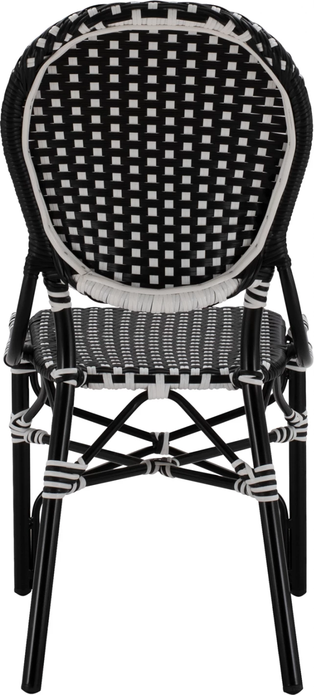 Aluminijasti stol bambus videza s pletenjem črno belo FH5792.02 46x60x96 cm