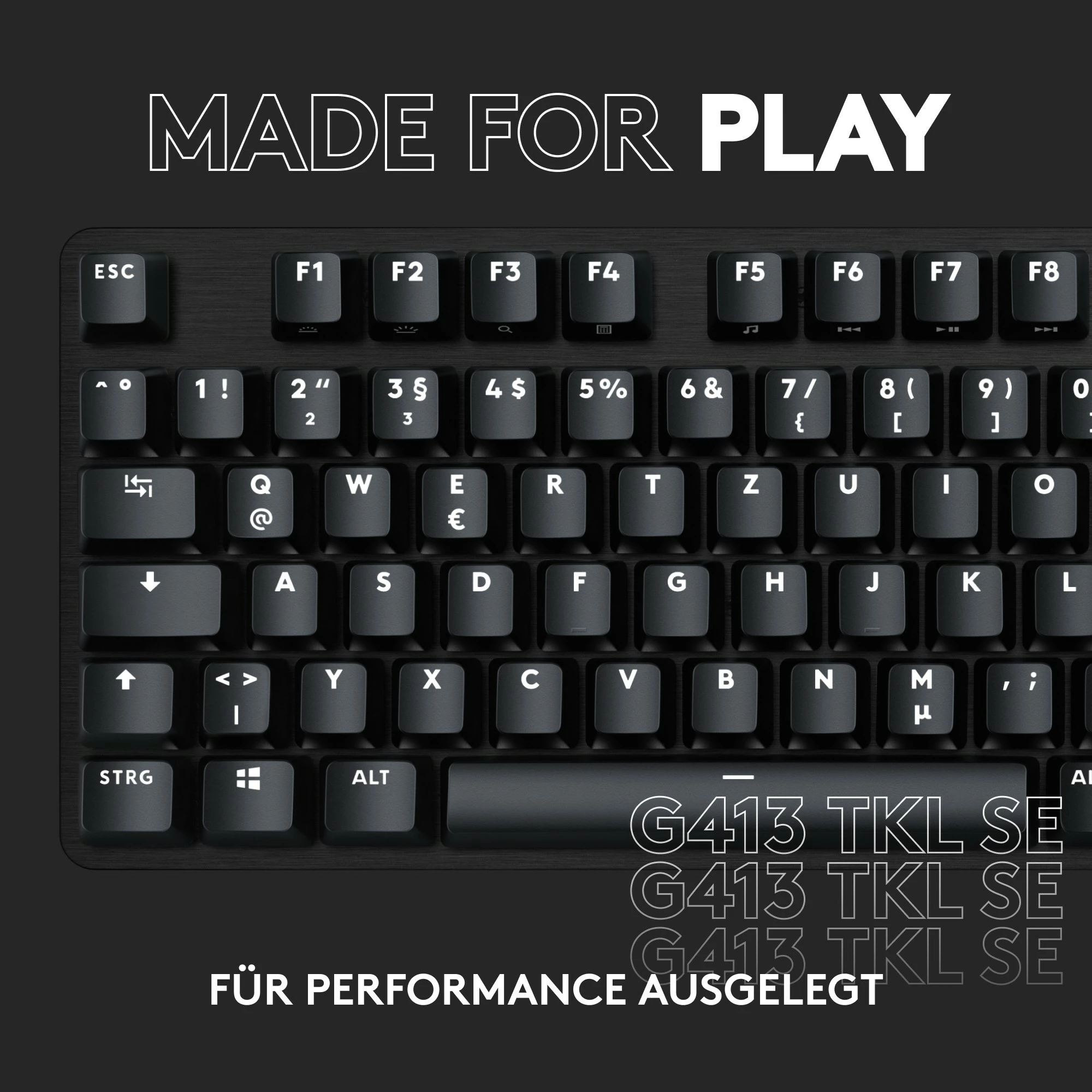 Mehanska tipkovnica brez številske tipkovnice Logitech G413 TKL SE, bela LED, črna