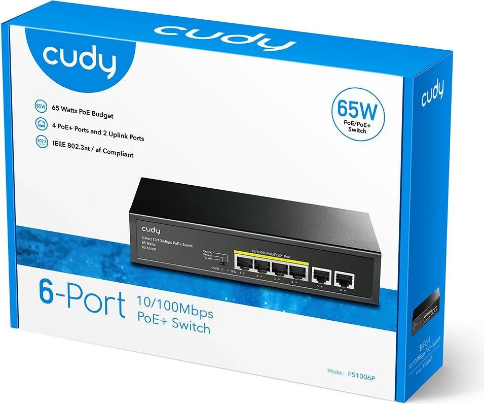 Fast Ethernet switch s PoE, 6 vrat, kovinski Cudy FS1006P