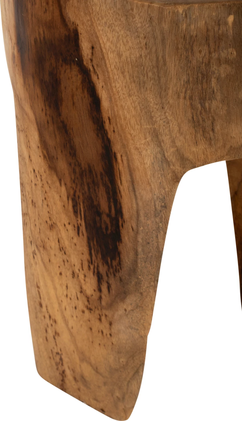 3-nožni stol iz masivnega tikovega lesa v naravni barvi Φ30x40Hcm.FH9349