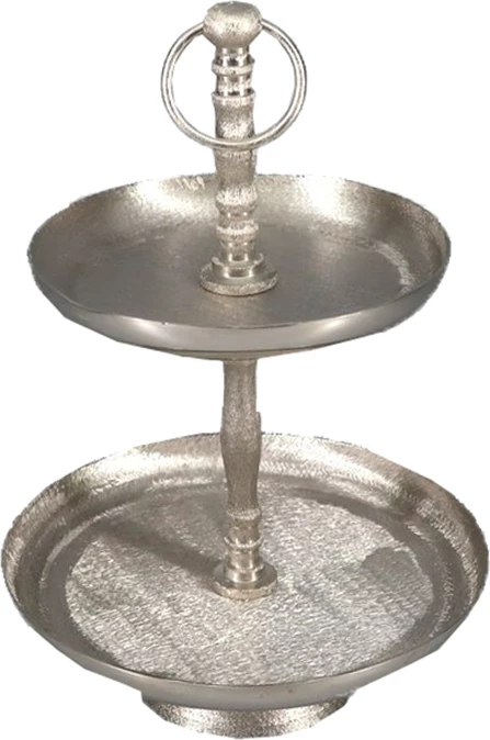 Stojalo z dvema nivojema, aluminij, srebrne barve, 22x22x30 cm