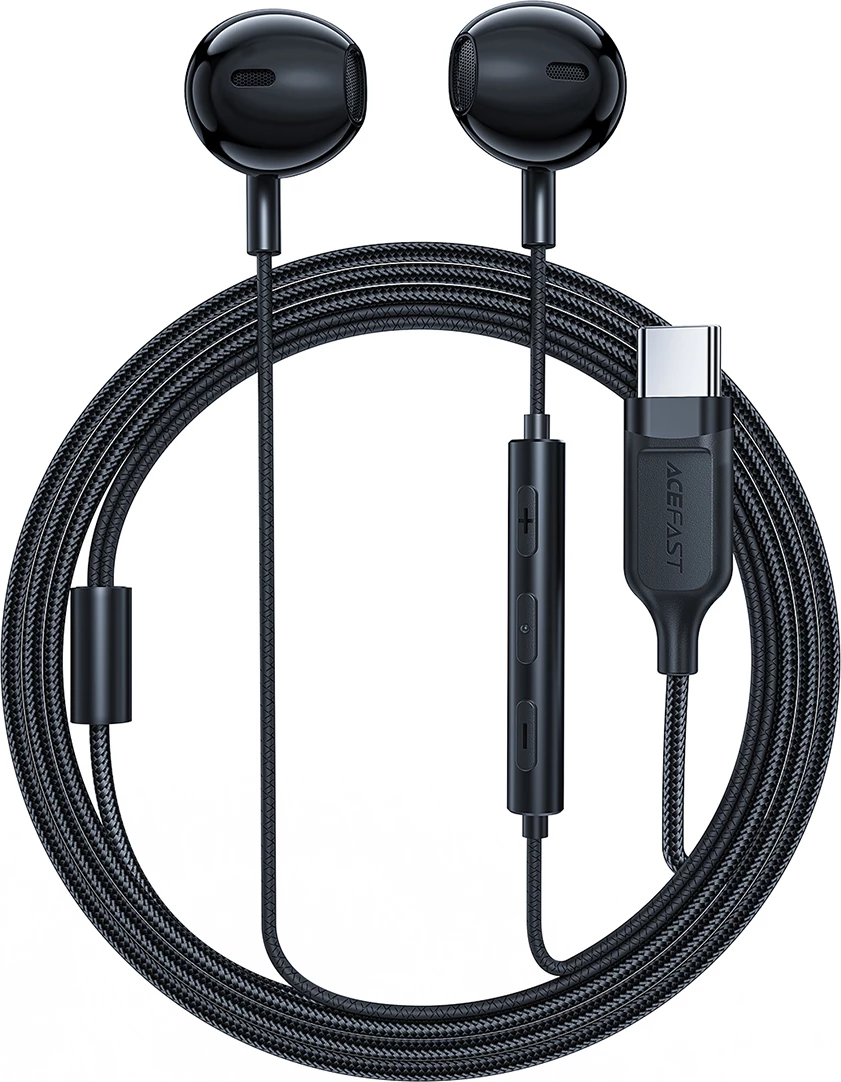 In-ear slušalke z USB-C, mikrofon in upravljanje, 1,2 m, Acefast L2, črne