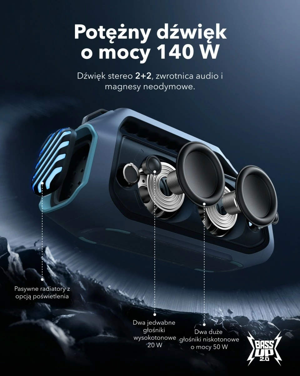 Prenosni Bluetooth zvočnik Soundcore Boom 2 Plus, 140 W, modra
