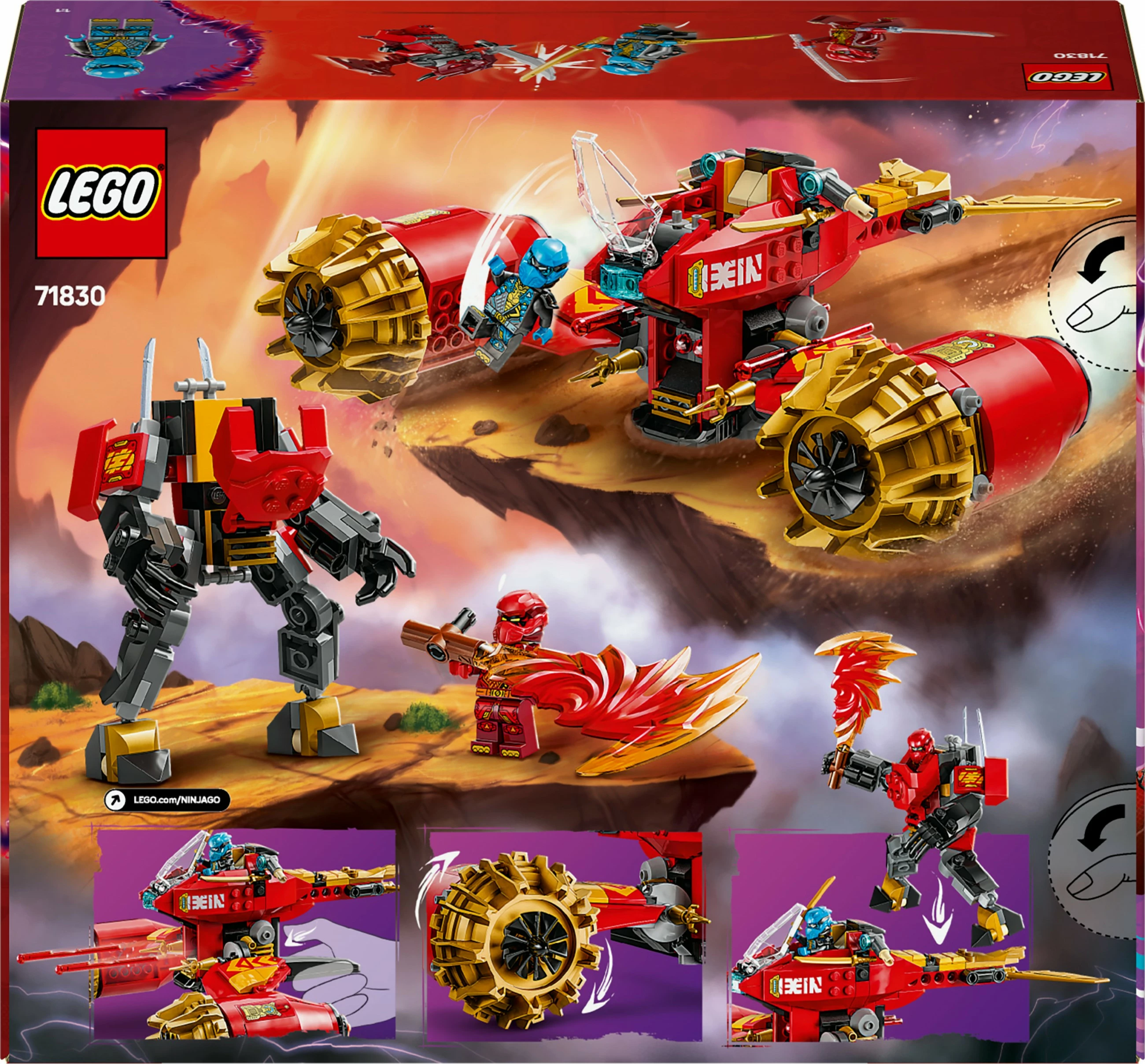Gradbeni set Kais Mech Storm Rider LEGO Ninjago 71830, 333 kosov, večbarven