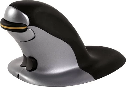 Vertikalni brezžični miš Fellowes Penguin, 1200 DPI, ambideksterni, črno/srebrna
