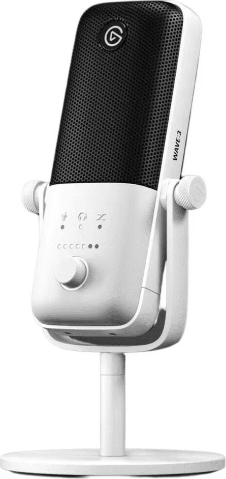 Kondenzatorski USB mikrofon Elgato Wave:3 10MAB9911, z namiznim stojalom in nadzorom zvoka, bel