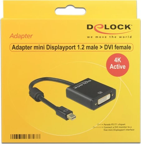 Aktiven adapter Mini DisplayPort na DVI DeLOCK 62603, 0,2 m, črn