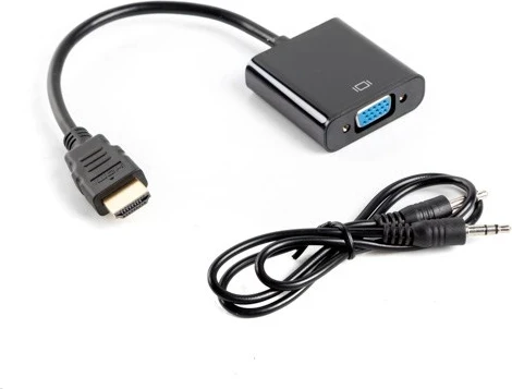 Adapter video kabla 0,2 m, HDMI Type A (Standard) na VGA (D-Sub), črn Lanberg AD-0017-BK