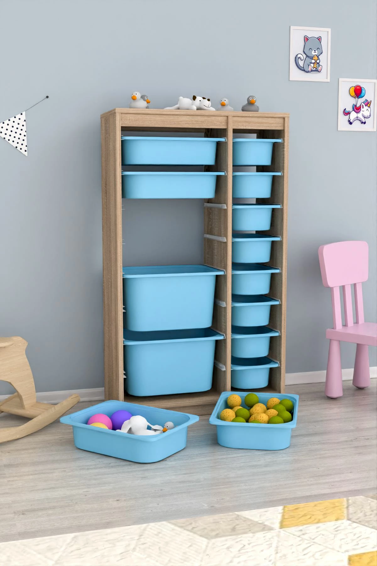 Večnamenska omarica, sonoma in modra, Hanah Home Montana Xs 2D4N8U