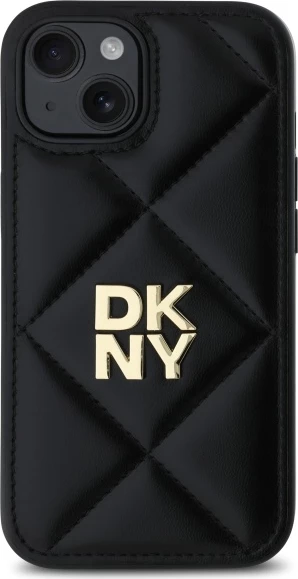 Zaščitni ovoj z vzorcem šivanja in logotipom DKNY za iPhone 14, črn