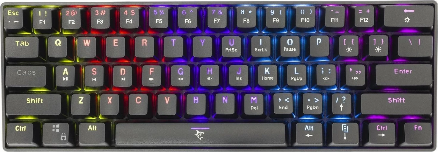 Mekanača tipkovnica 60% White Shark Black Shark Shinobi, Outemu Brown, RGB, črna