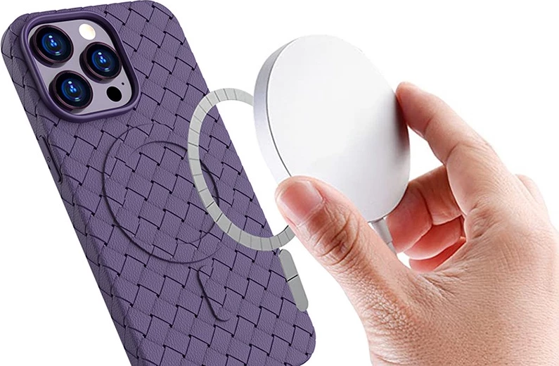 Zaščitni ovoj Hurtel Woven Case za iPhone 15 Pro, MagSafe, temno moder