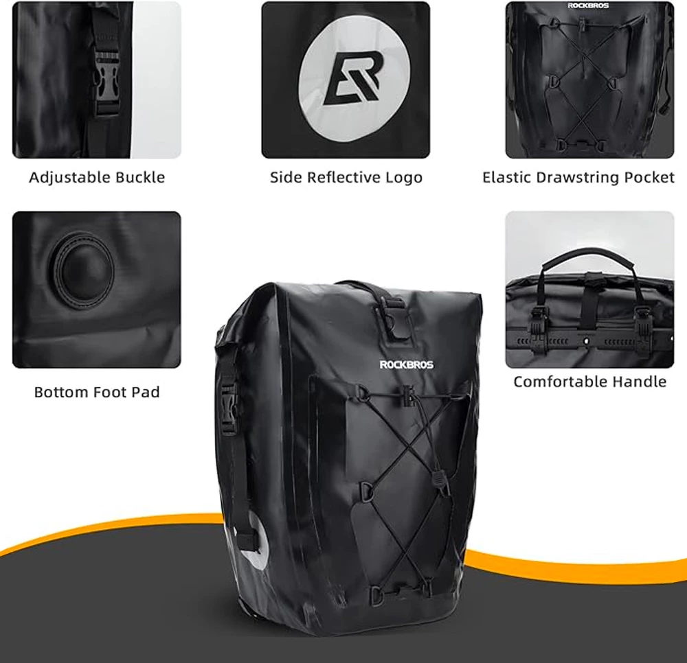 Torba za prtljažnik za kolo Rockbros 30140022001, 25–32 L, črna