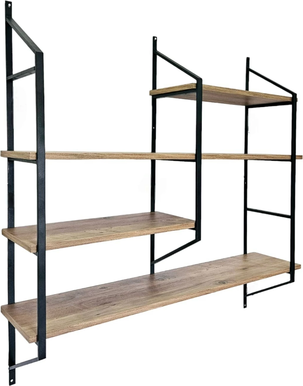 Stenski regal Raffy6, Hanah Home, črn in Atlantic Pine, 120x120x28 cm