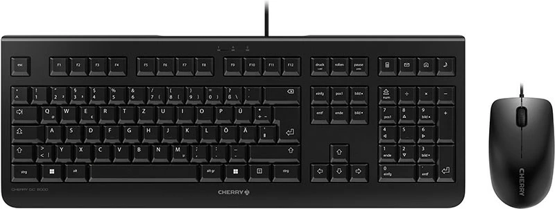 Tastatura in miška Cherry DC 2000, polna velikost, žična, USB, QWERTZ, črno