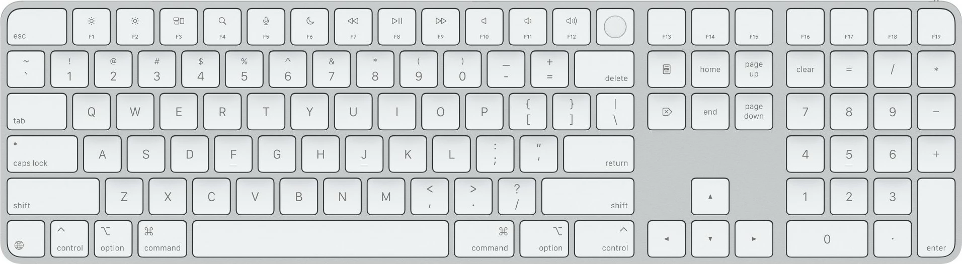 Tastierë Magic Apple me Touch ID in Numerična tipkovnica, za Mac z Apple silicon, bela