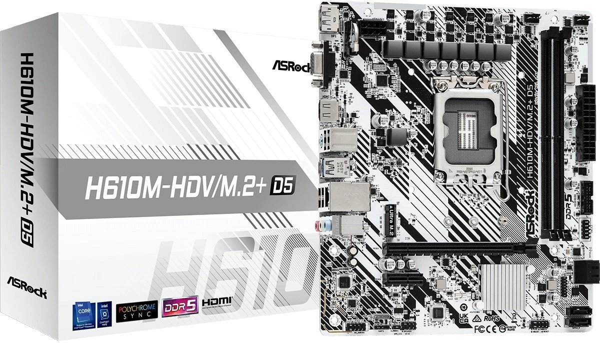 Matična plošča Asrock H610M-HDV/M.2+ D5, LGA 1700, micro ATX