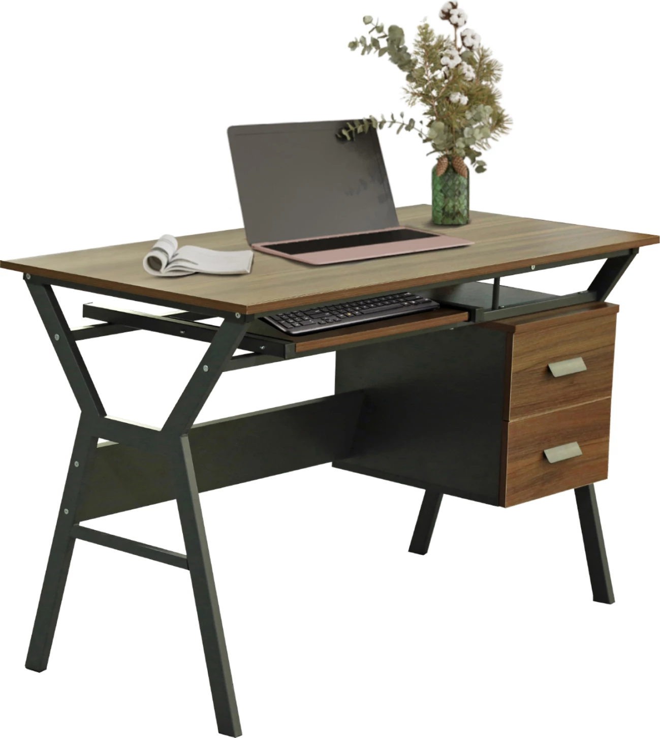 FH2130.03 pisalna miza, oreh-siva, 120X60X76