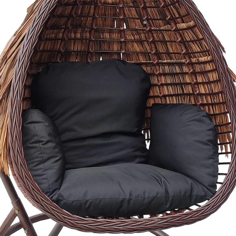 Viseče gnezdo Swing Nest z rjavim kovinskim podstavkom - PE rattan rjave barve, črno 120x105x195 cm