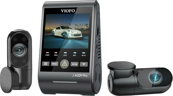 Avto snemalnik 3CH, 4K + 2K + 1080P, WiFi, GPS, črn, Viofo A229 Pro