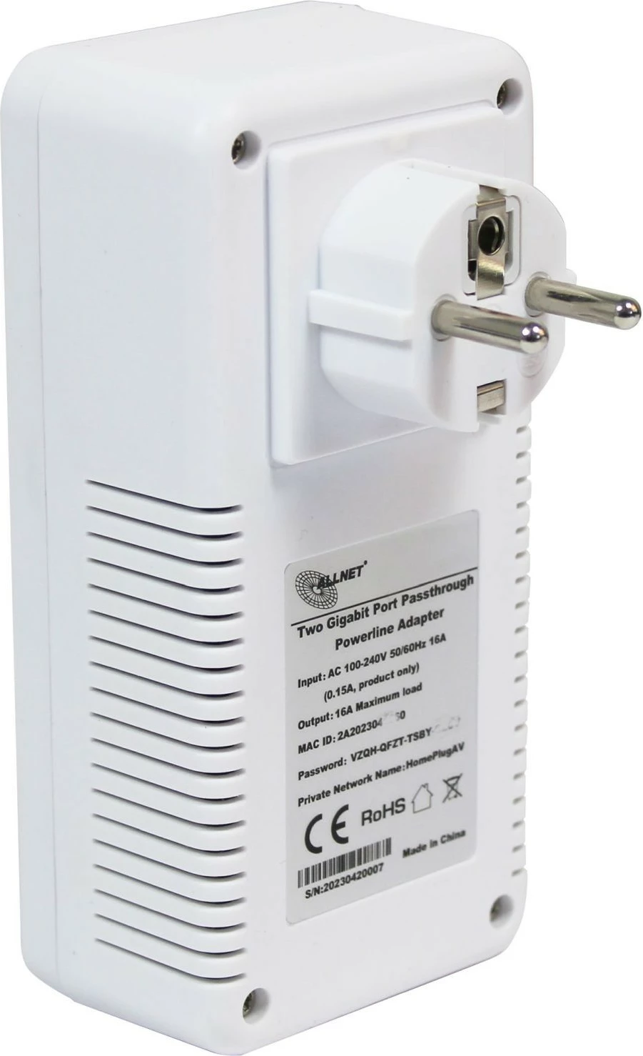 Powerline 1200 Mbit 2-delni paket, ALLNET, RJ45, s priključkom (passthrough)