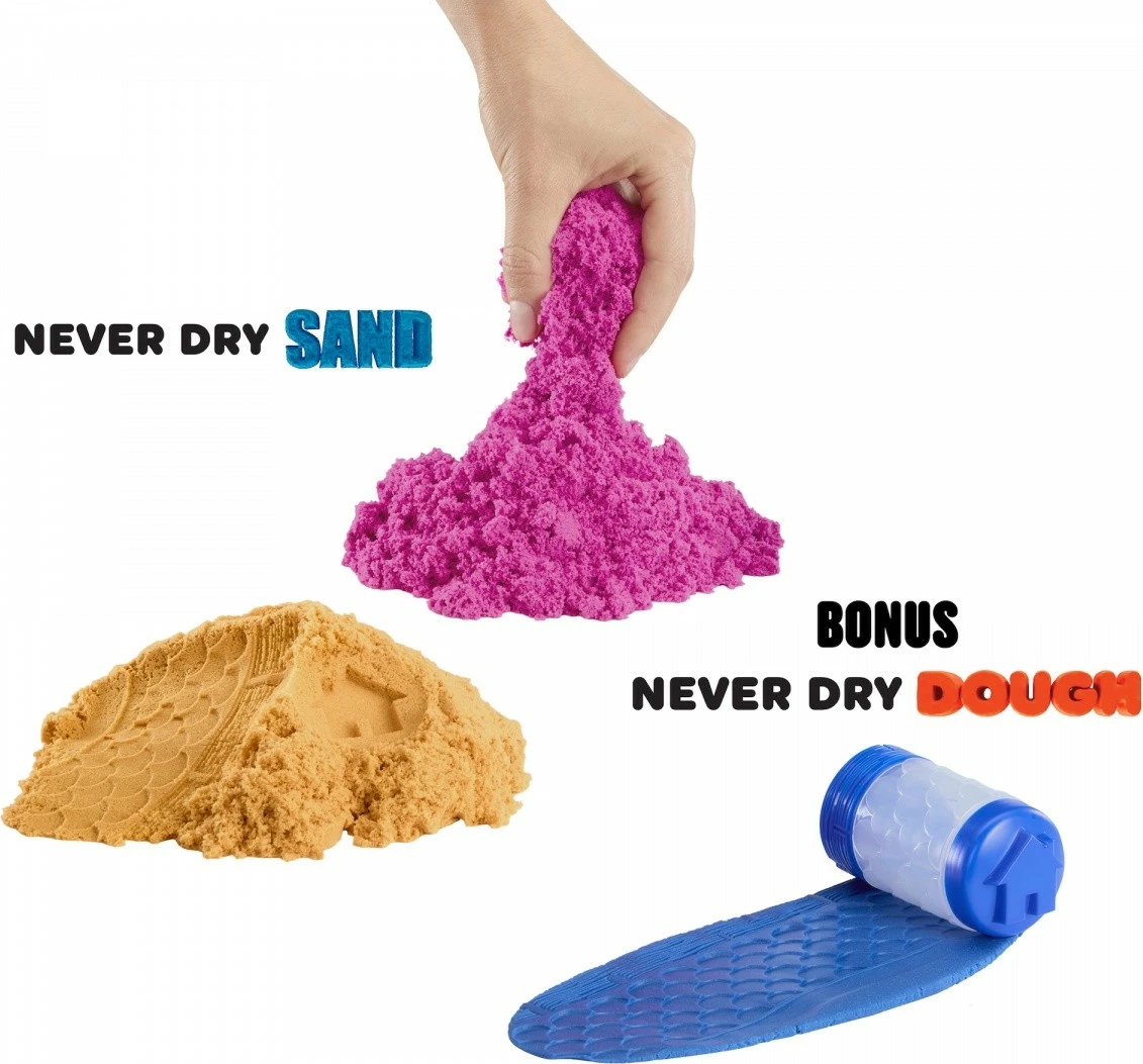 Komplet kinetičnega peska, Wonder Factory Never Dry Sand Mega Bag MGA 544913-EUC/553281, 2 lbs, 3+, oranžna/rdeča