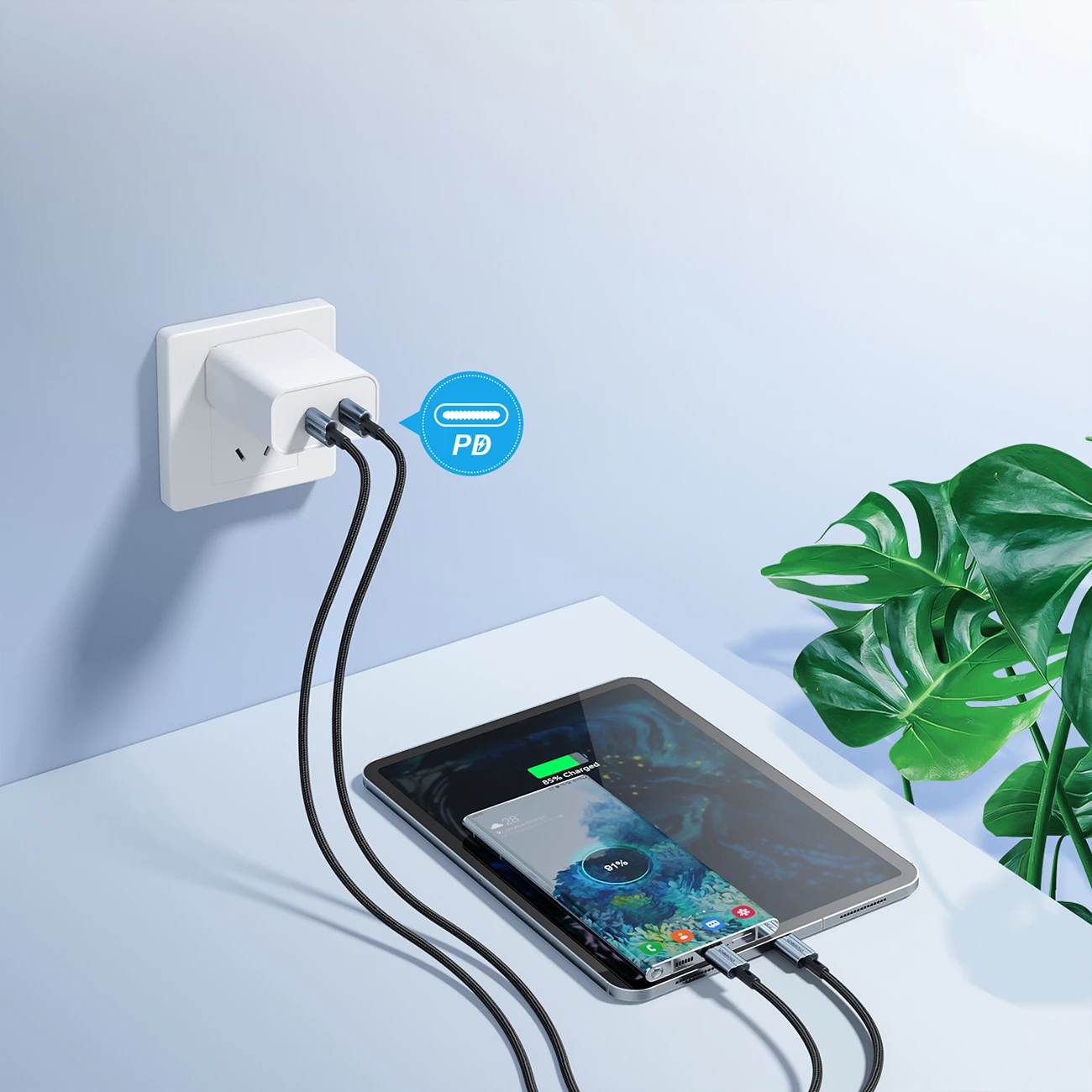 Kabel USB-C v USB-C, 1,2 m, 60 W, siv — Choetech XCC-1014