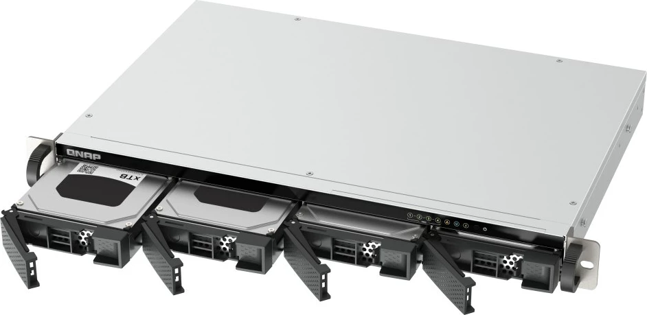 NAS QNAP TS-433eU, 4 GB RAM, 1U rack, brez diskov, črn