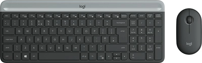 Brezžični komplet tipkovnice in miške Logitech MK470 Slim, AZERTY, polna velikost, črn