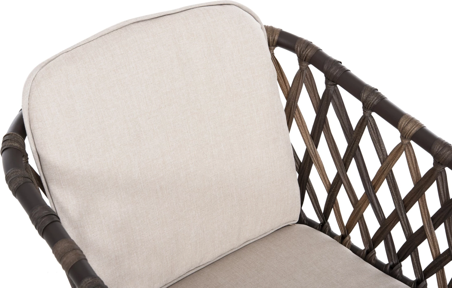 Aluminijasti naslanjač BOLLY FH6080 rjav okvir-sintetični ratan v rjavo-bež blazinah 58,5x67x86Hcm, set 4 kosov