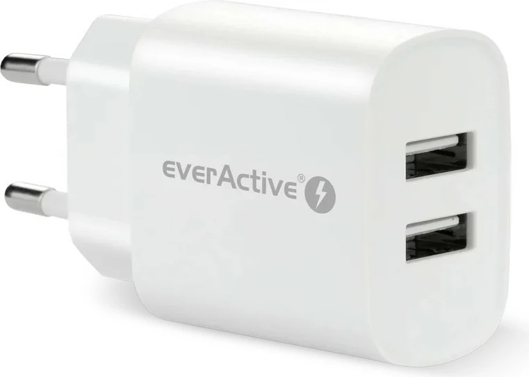 USB polnilec everActive SC-220, 2x USB, 2,4 A, 12 W, bel