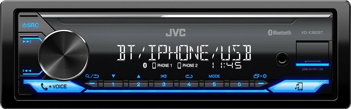 Avtoradio JVC KDX-382BT, Bluetooth, USB, črn