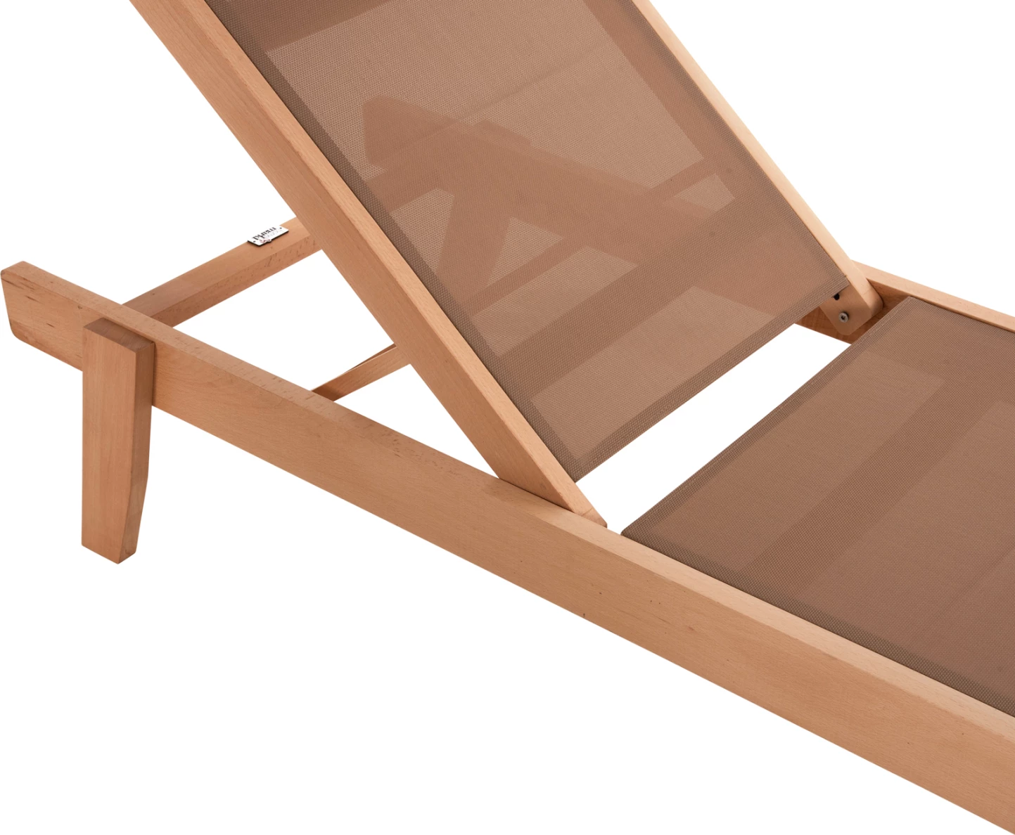 Profesionalni ležalnik iz bukovega lesa CRETA v naravni barvi in mocha textilene 200x61-66x31-91Hcm.FH10356.05