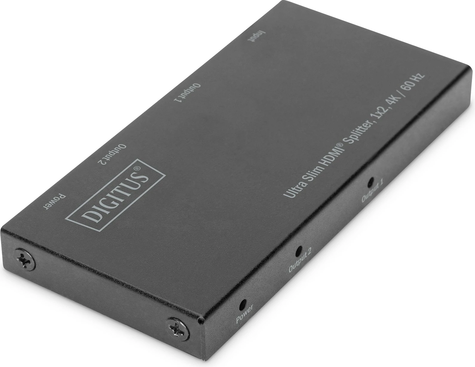 Ultra tanek HDMI razdelilec 1x2, 4K/60 Hz, metalen, črn - Digitus